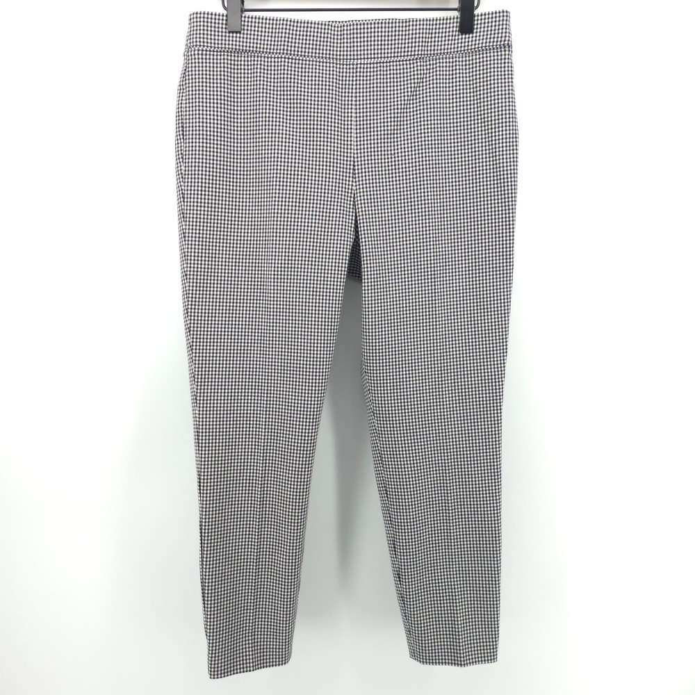 Talbots Womens Pants Skinny Ankle 10P Black Gingham Check Officecore